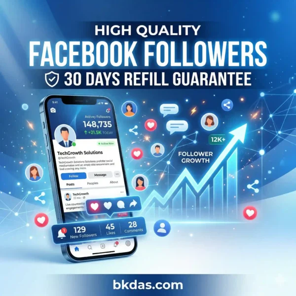 Facebook Followers High Quality 30 Days Refill